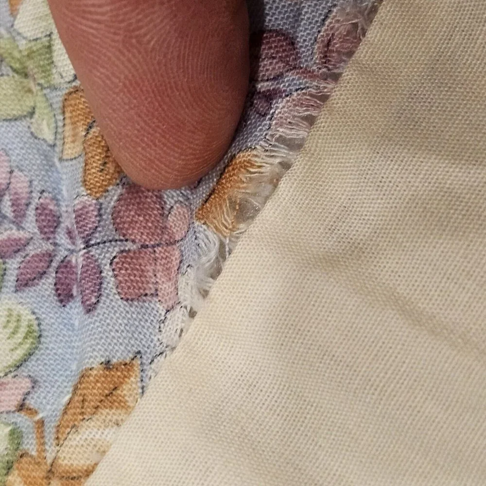 Vintage Baby Quilt Blanket Floppy Bunny Ears Hearts Blue Cream Pink Floral 44x50